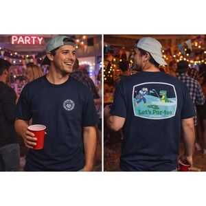 Party Pants Golf T Shirt Medium Black Short‎ Sleeve Let's Par-Tee Graphic Tee